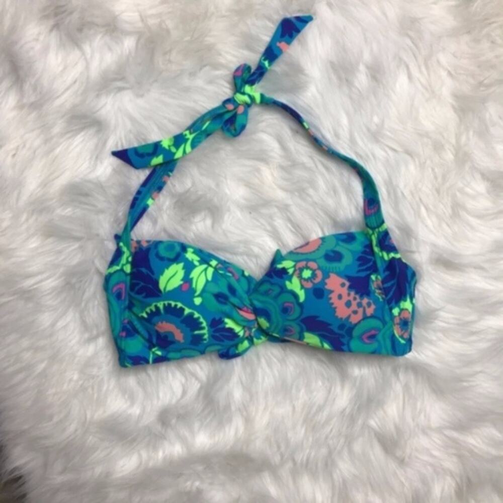 NWOT Aerie Blue Pattern‎ Halter Bikini Top Size M